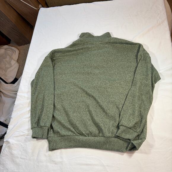 Janet Chung green quarter zip sweater. M Mock neck front pocket 3/4 sleeve. Soft - Picture 2 of 8